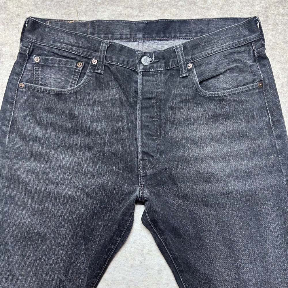 Levis 501 Jeans Mens W34 L36 Black Wash Denim‎ Straight Leg Button Fly EUC